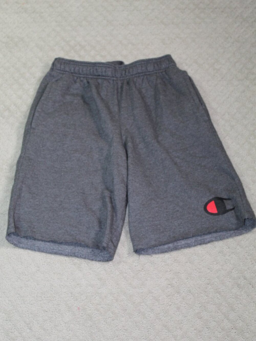 Champion Size M Grey Fleece Knit Drawstring 10" Shorts